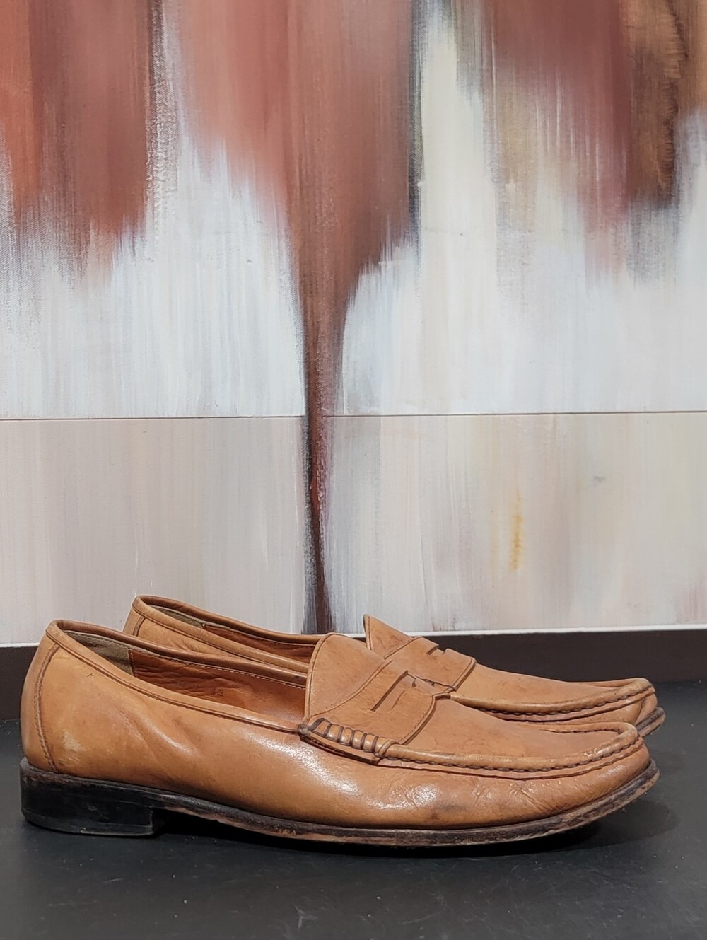 Vintage Handmade Leather Penny Men's Loafers 43 EUR Preppy Classic 90s